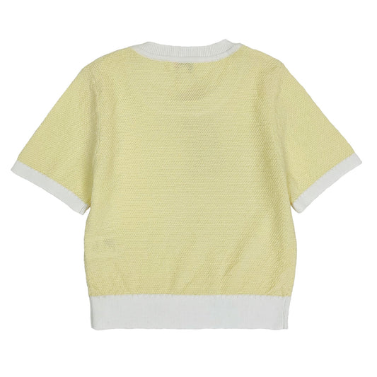 Girls SS Crew Neck Contrast Collar Knit Top