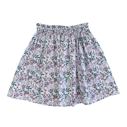 Girl's Floral French Lilac Skirt with Ruffled Waist - My Little J