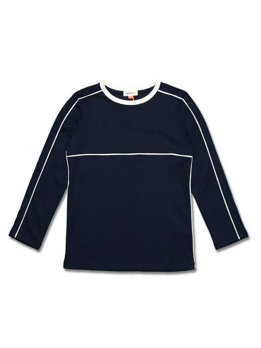Knit L/S Crew Neck tee with piping details - My Little J