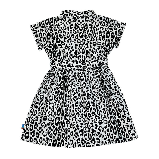 Girl's SS Woven Shirt Dress with Belt B/W Leopard - My Little J