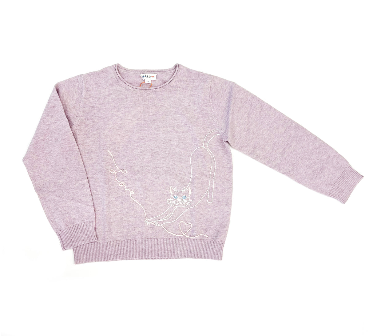 Girl's Merino Wool Blend Cat Love Embriodary Sweater