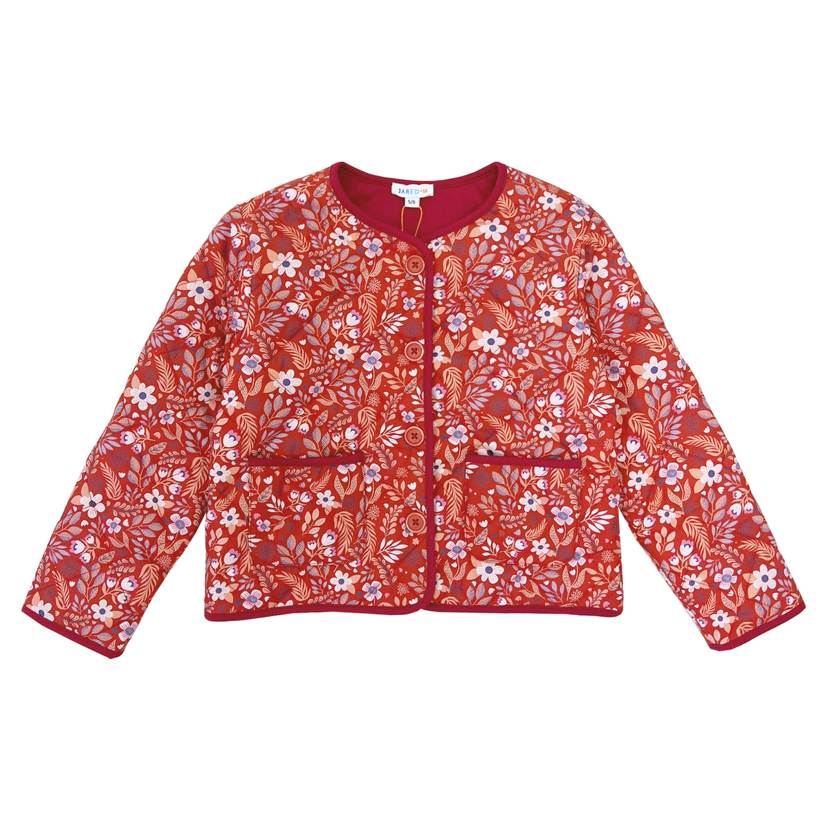 Girl's Quilted Jacket with Floral Print - My Little J
