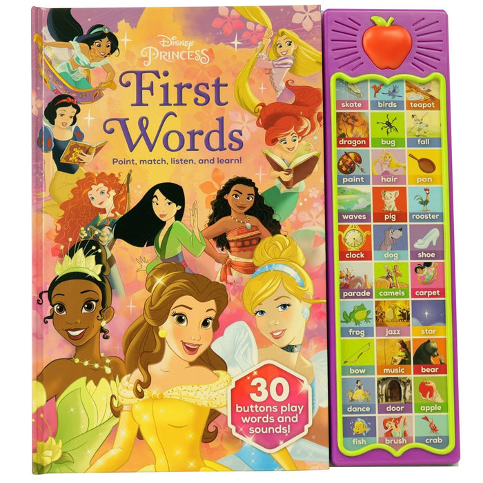 Disney Princess Cinderella, Moana, Rapunzel, and More! - First Words: Point, Match, Listen, and Learn! 30-Button Sound Book