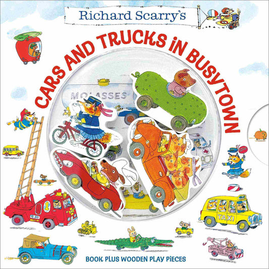 Richard Scarry's Cars and Trucks in Busytown : Book Plus Wooden Play Pieces