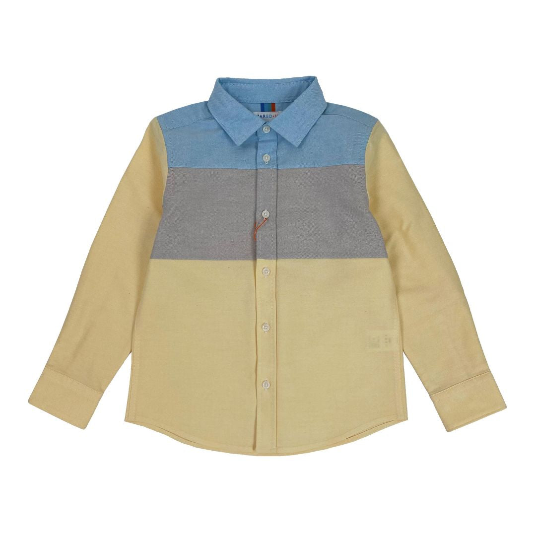 Boys LS Spread Collar Color Block Shirt - My Little J
