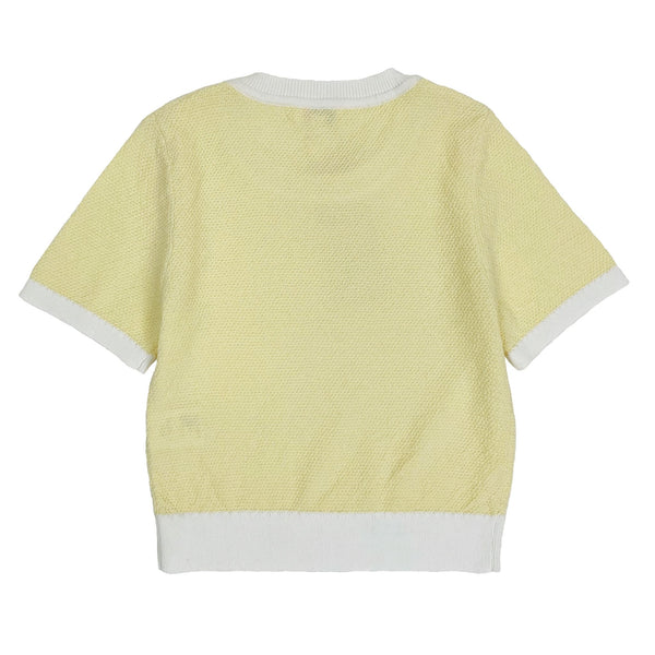 Girls SS Crew Neck Contrast Collar Knit Top