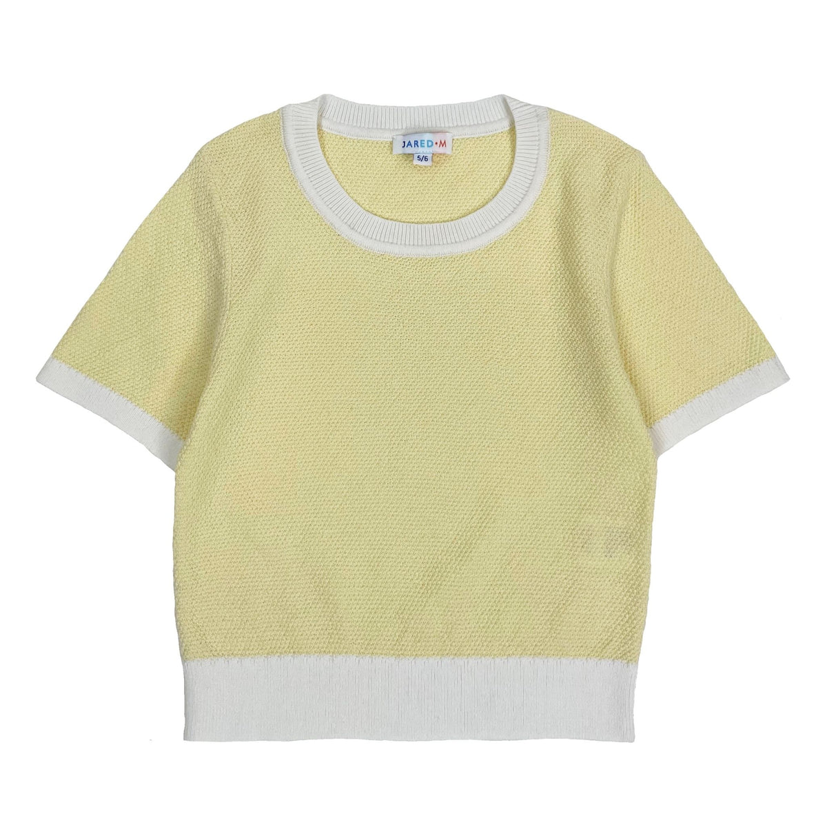 Girls SS Crew Neck Contrast Collar Knit Top