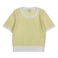 Girls SS Crew Neck Contrast Collar Knit Top