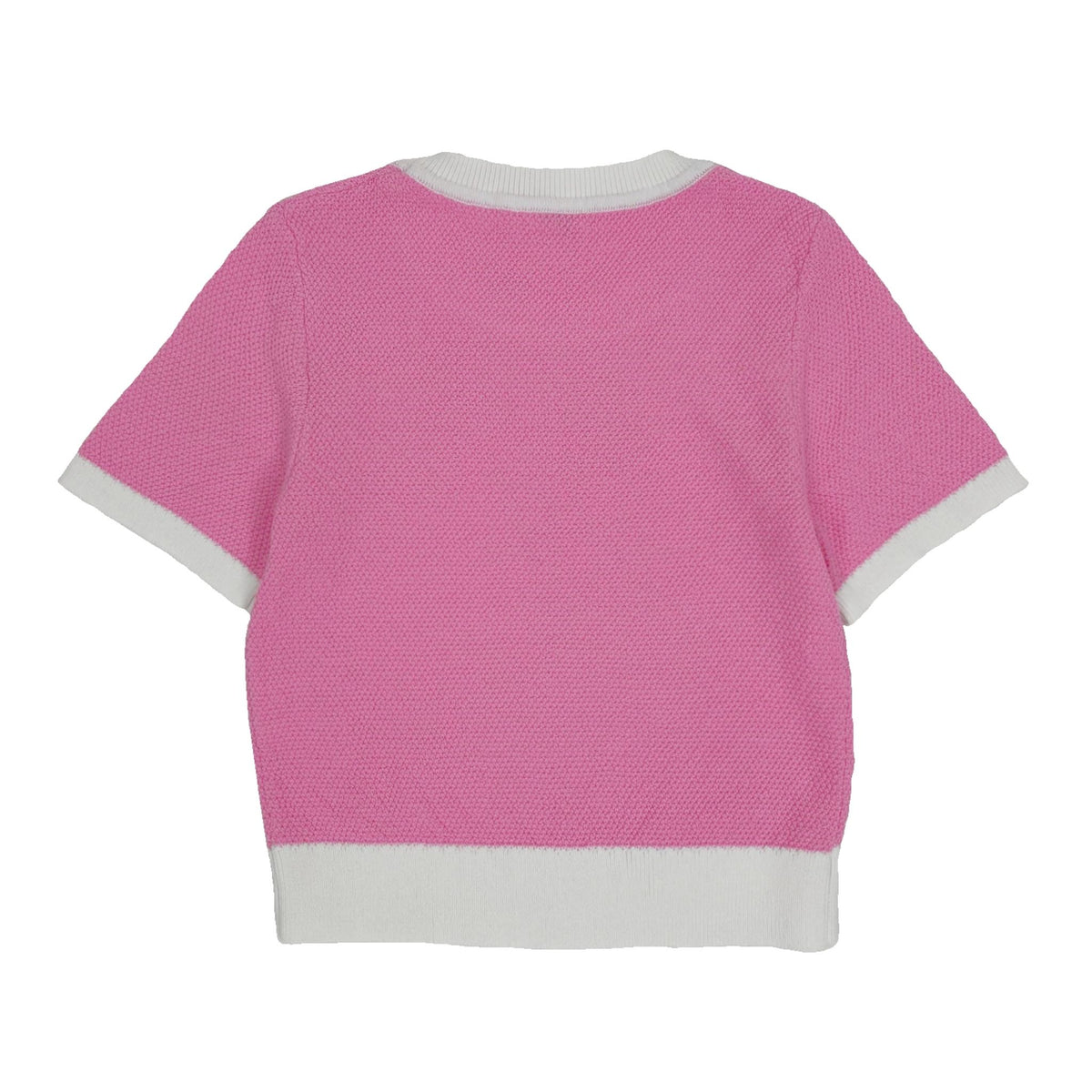 Girls SS Crew Neck Contrast Collar Knit Top