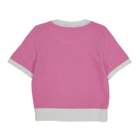 Girls SS Crew Neck Contrast Collar Knit Top