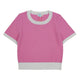 Girls SS Crew Neck Contrast Collar Knit Top