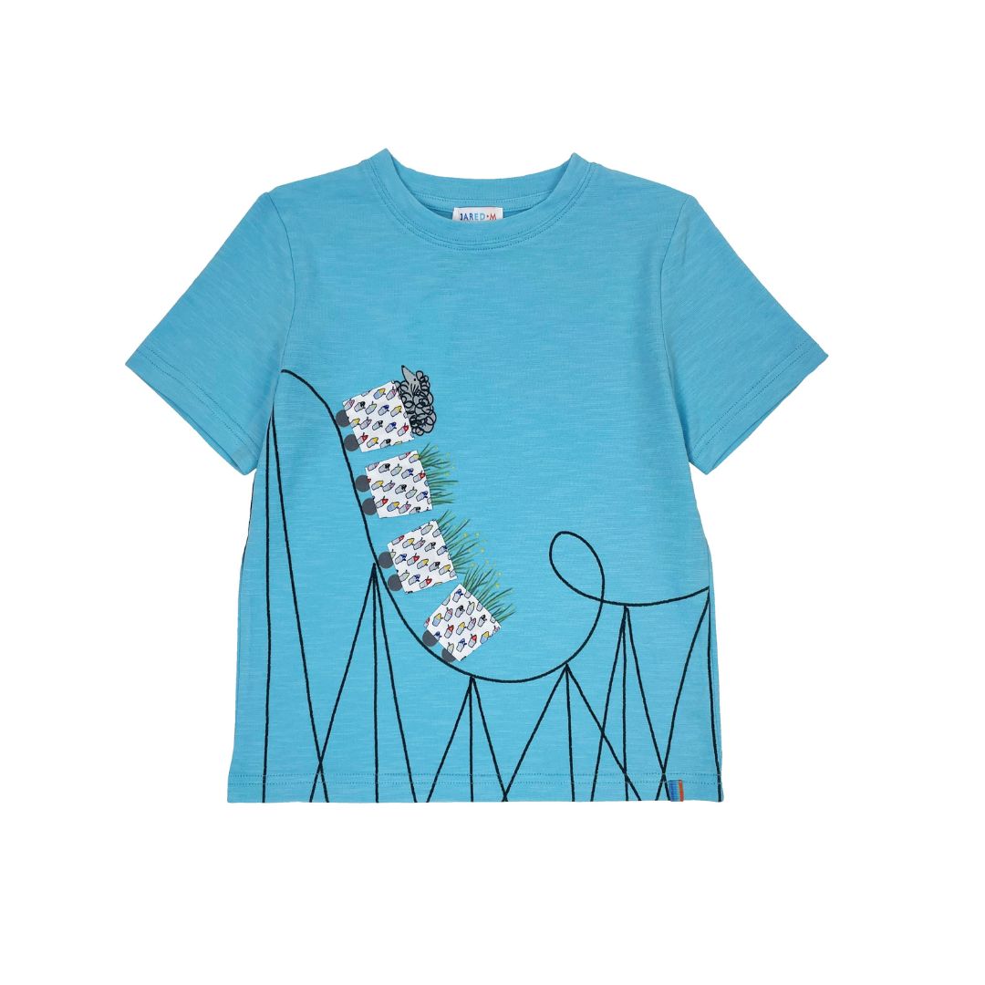 Boys SS Crew Neck Print Tee - Train Rails - My Little J