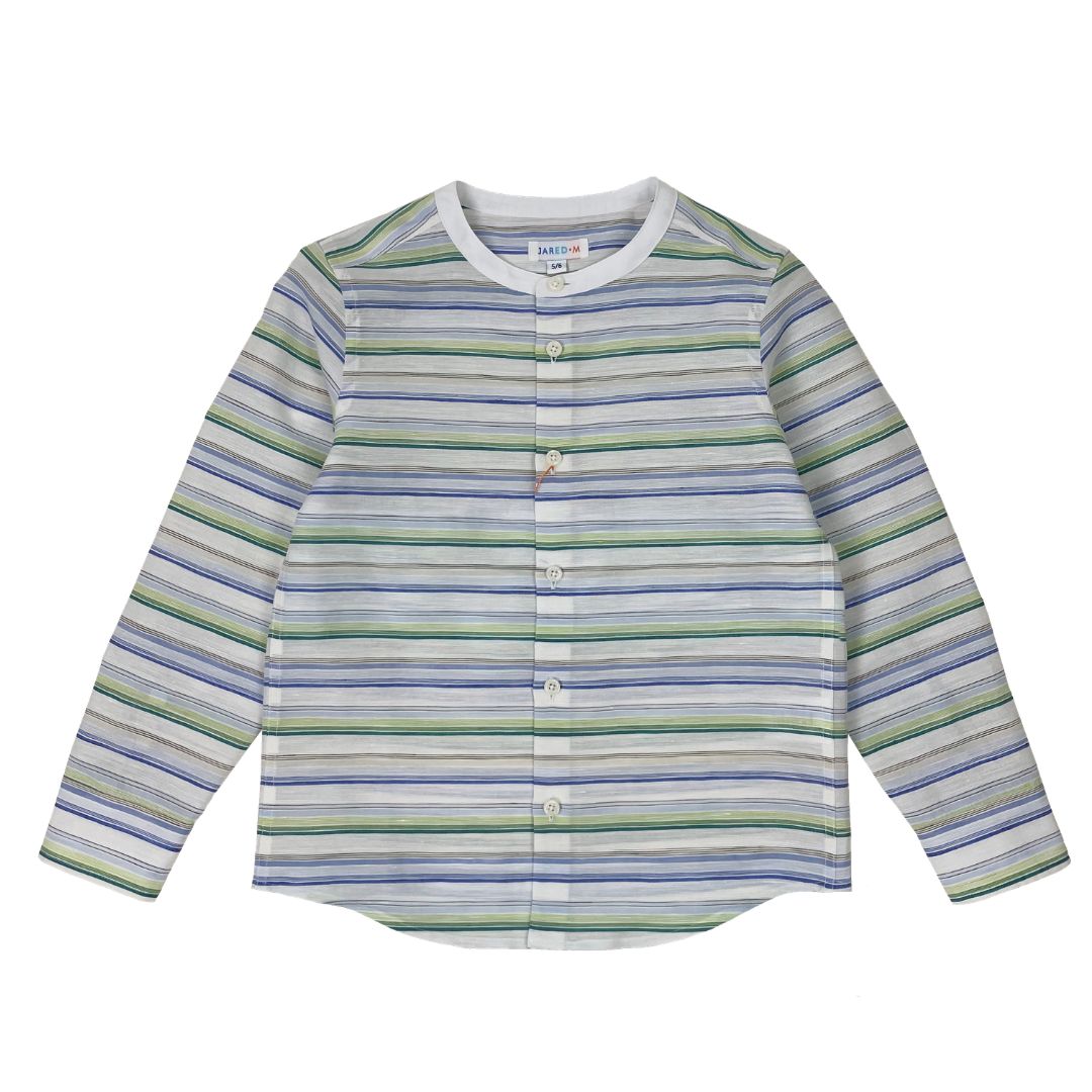 Boys LS Bank Collar Stripy Shirt - My Little J