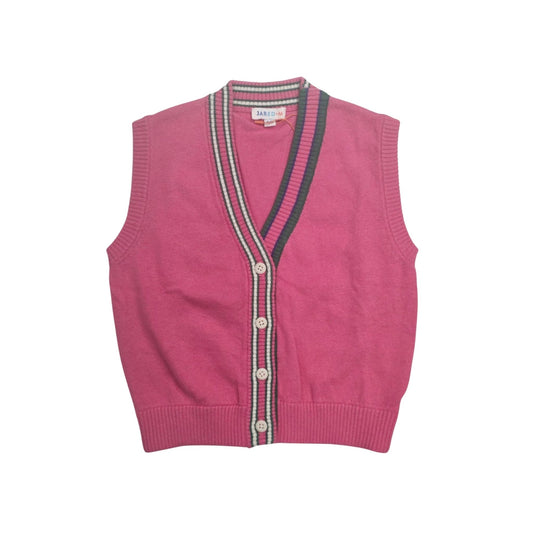 Girl's Merino Wool Blend Color Stripe Placket Vest
