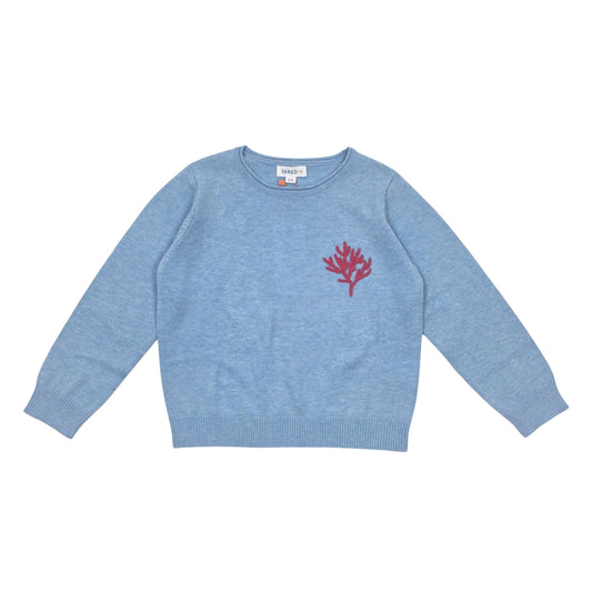 Girl's Merino Wool Blend Coral Embriodary Sweater
