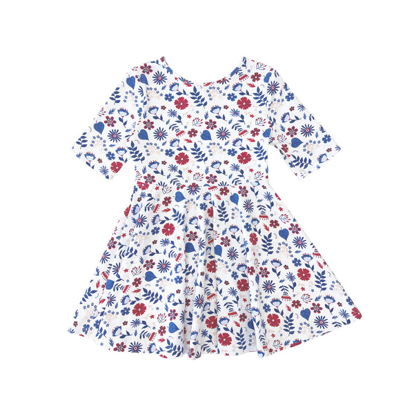 Girl's Floral Knit Dress