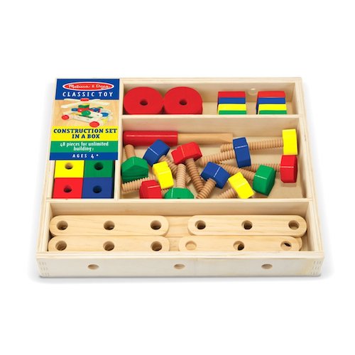 Melissa & Doug Wooden Construction Building Set in a Box (48 pcs)