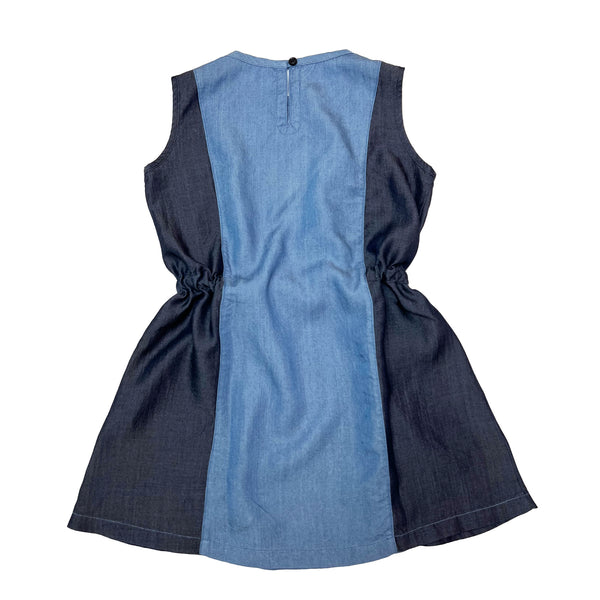Girl's SS Tencel Indigo Color Block Sleeveless Dress