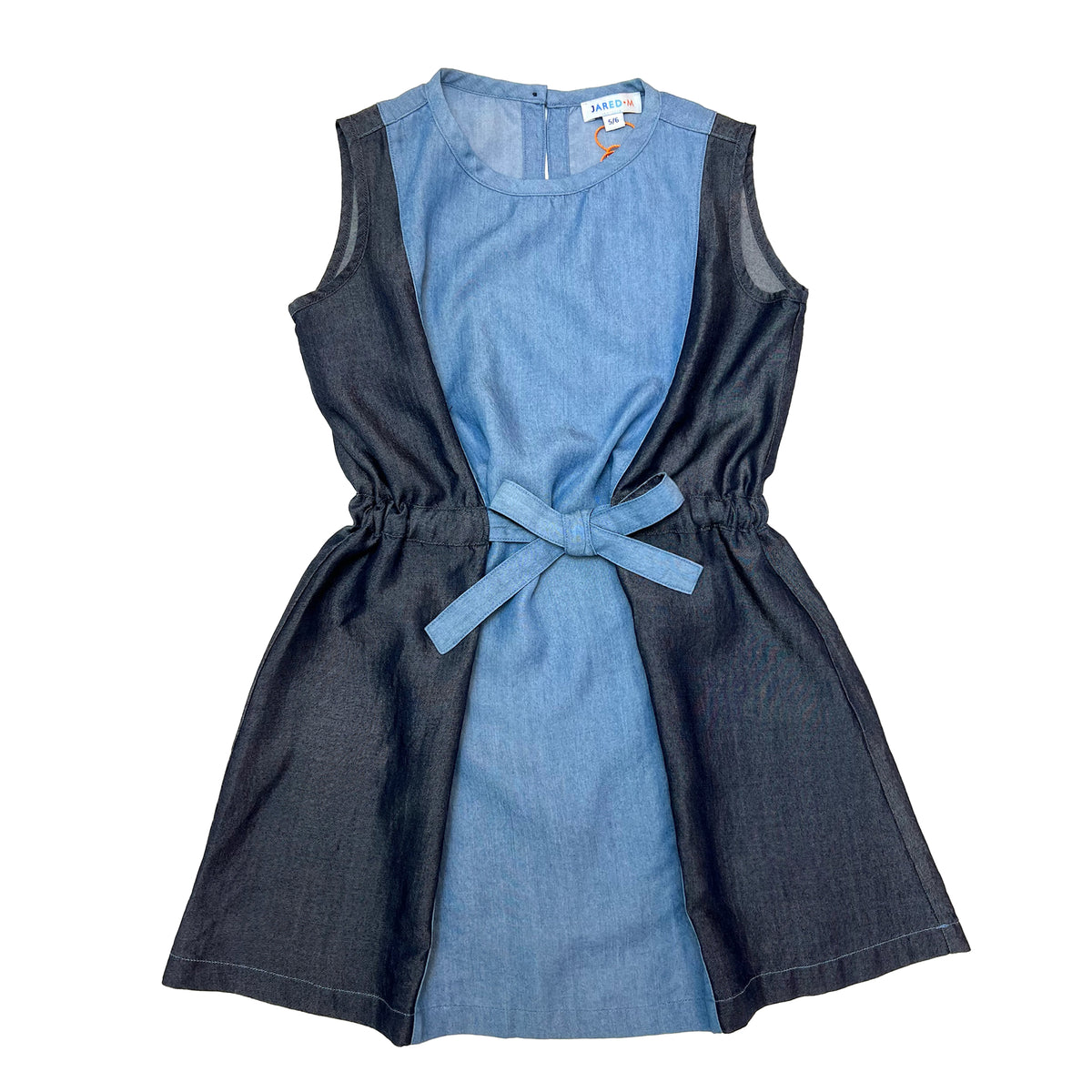 Girl's SS Tencel Indigo Color Block Sleeveless Dress