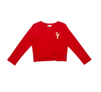 Girl's LS Crossover hem Knit Top