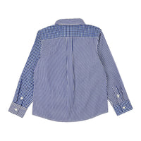 Boy's LS Spread Collar Mixed Check and Stripe  Shirt