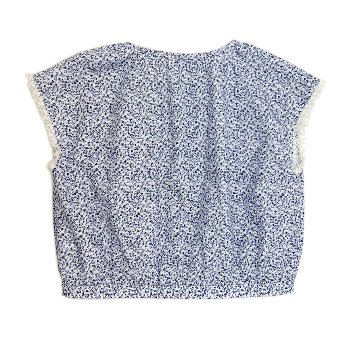 Girls SS floral Print with  Lace detail Top