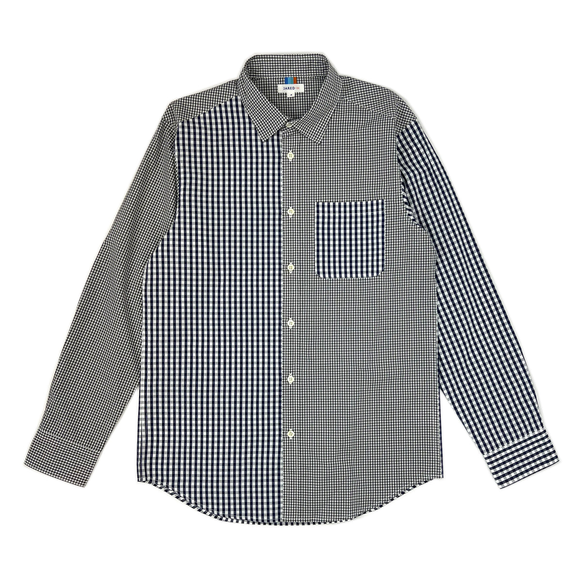 Men LS Spread Collar Mixed Check  Shirt