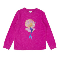Girls LS Knit Crew Neck pullover with Mermaid printed