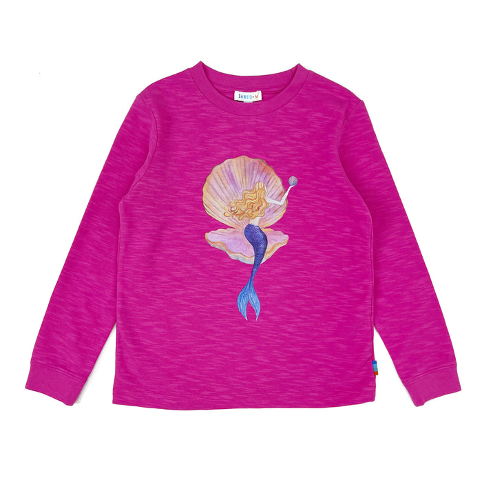 Girls LS Knit Crew Neck pullover with Mermaid printed
