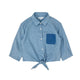 Girls 3/4 Sleeve indigo Knot Hem Blouse