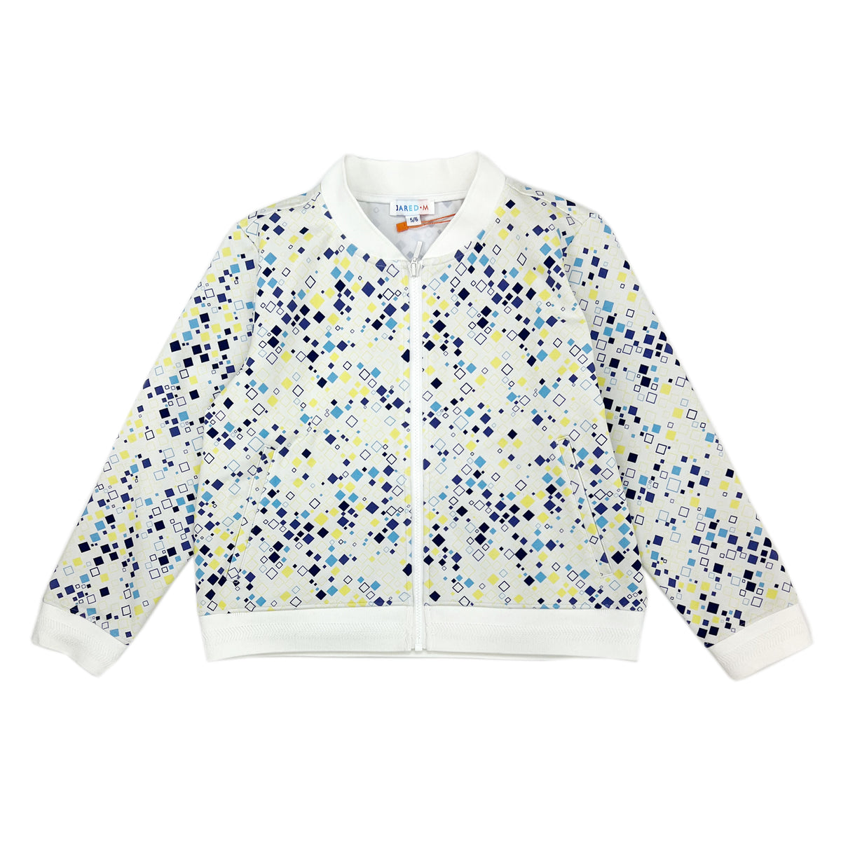 Boy LS Knit Print Zip Up Baseball Jacket