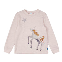 Girls LS Knit Crew Neck pullover with Unicorn printed