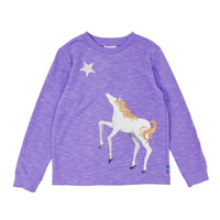 Girls LS Knit Crew Neck pullover with Unicorn printed