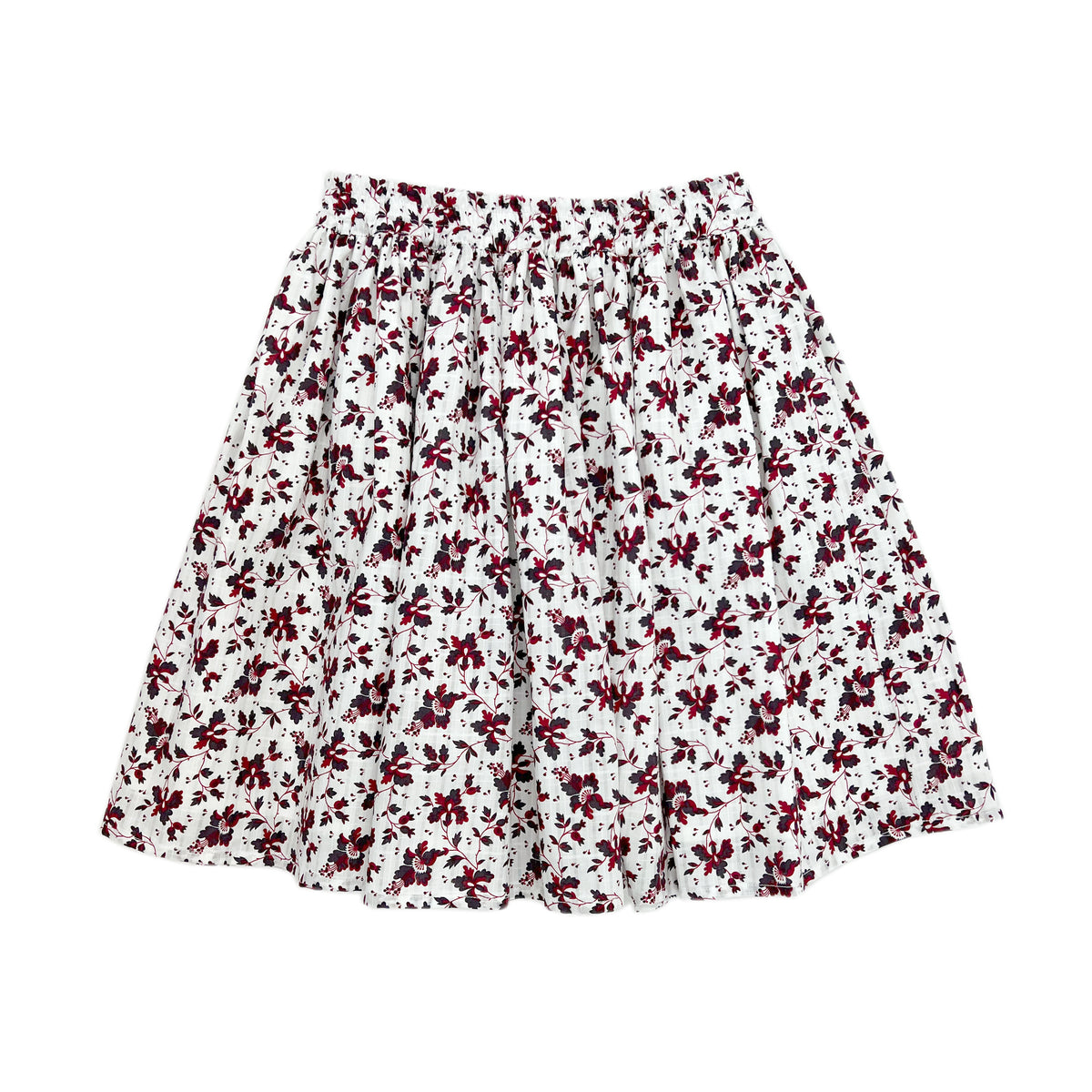 Girl's White floral Print Skirt