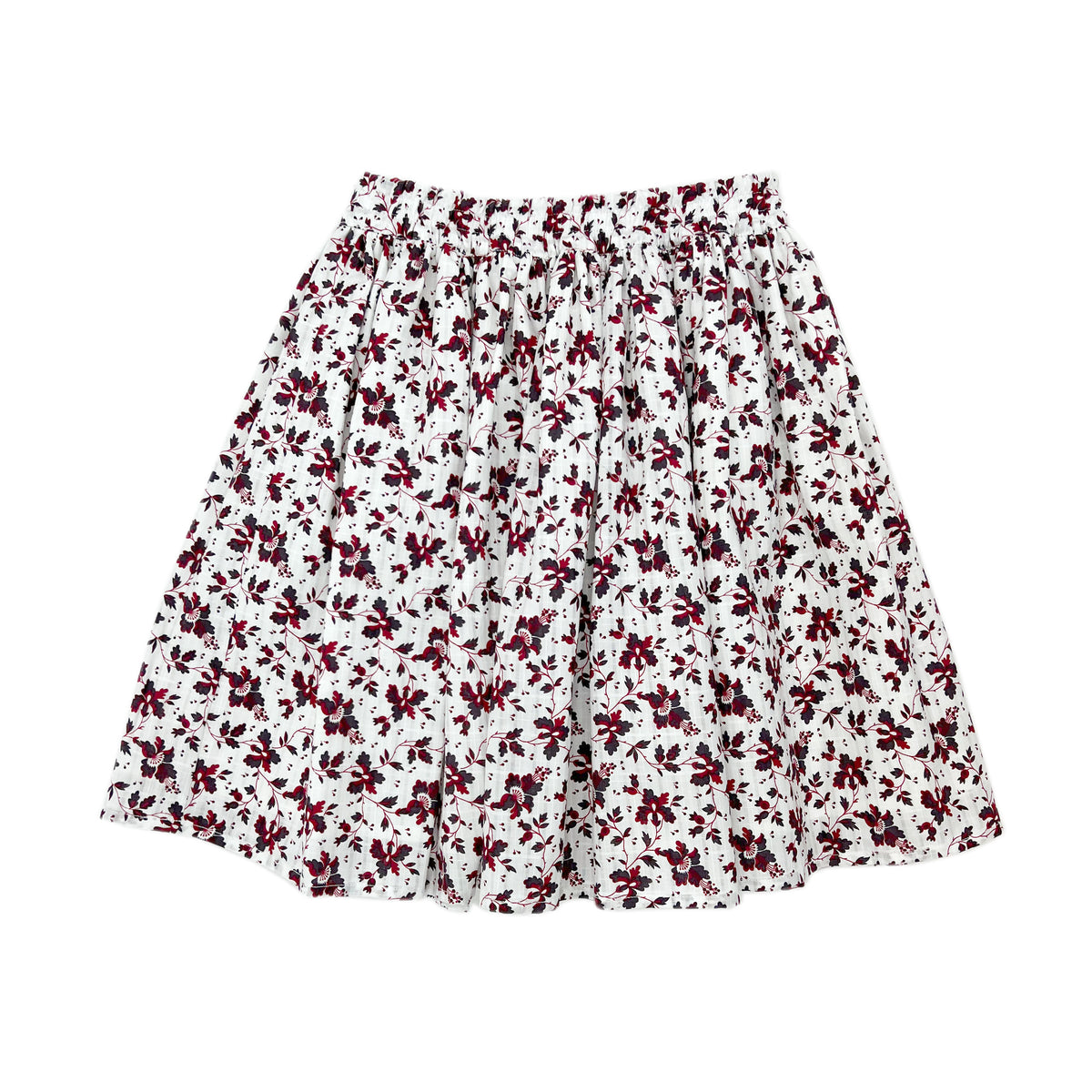 Girl's White floral Print Skirt