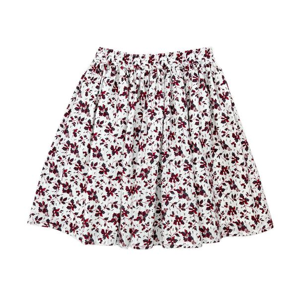 Girl's White floral Print Skirt