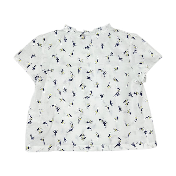 Girls SS Ruffle Collar  floral Print Top