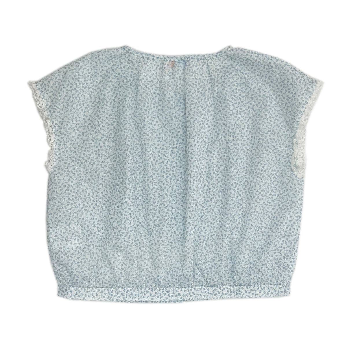 Girls SS floral Print with  Lace detail Top