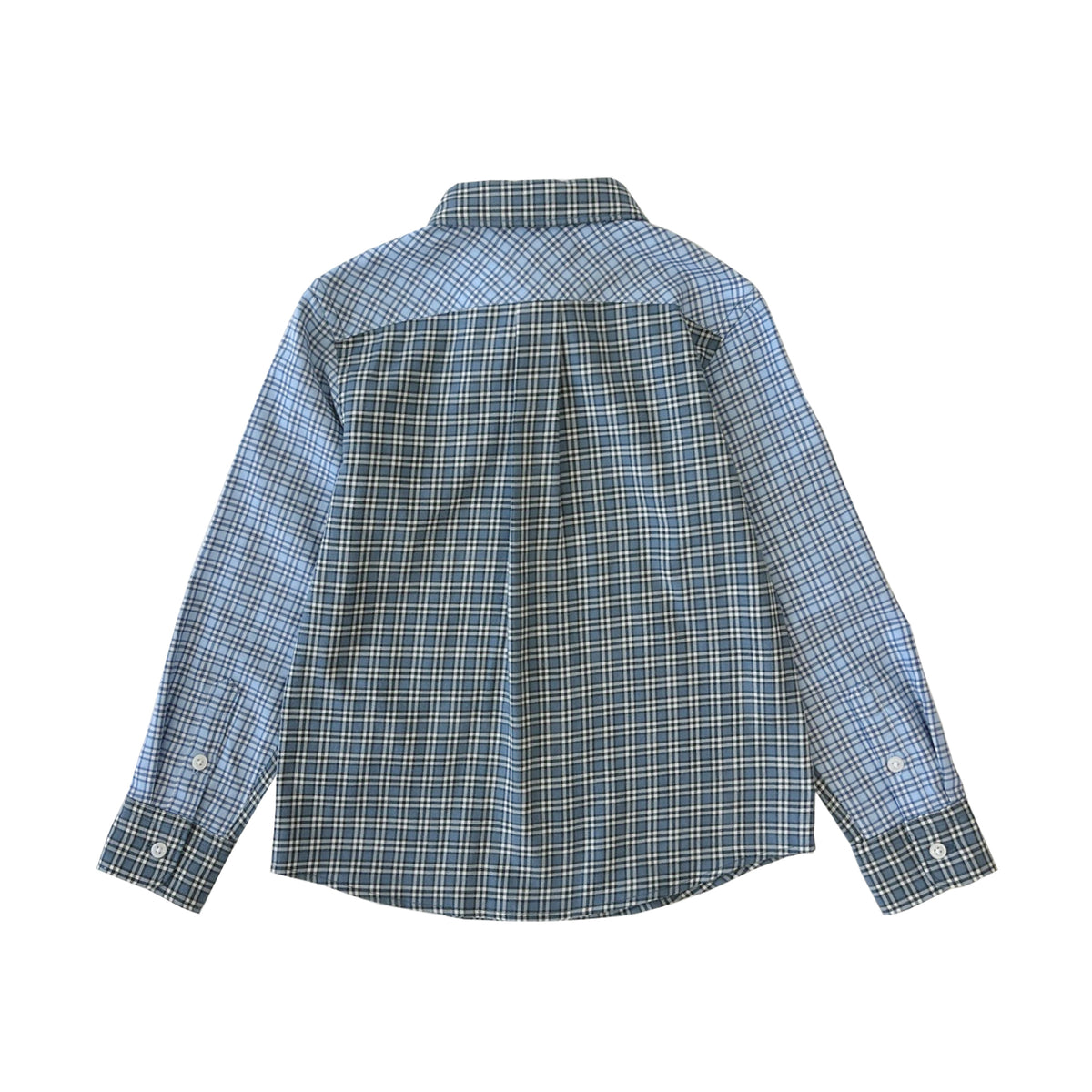 Boy's LS Spread Collar Mixed Plaid Shirt