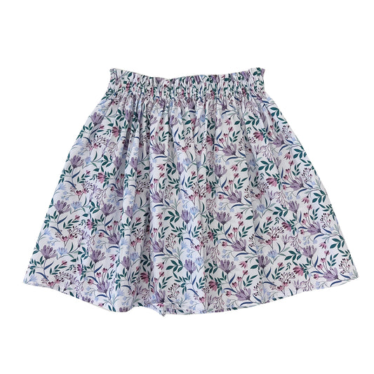 Girl's Floral French Lilac Skirt with Ruffled Waist - My Little J