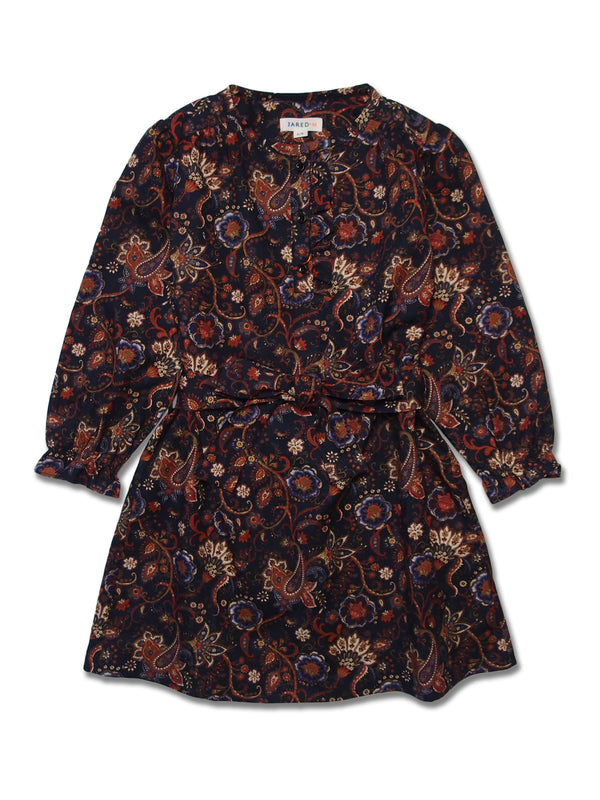 Girl LS Ruffle Front Dress