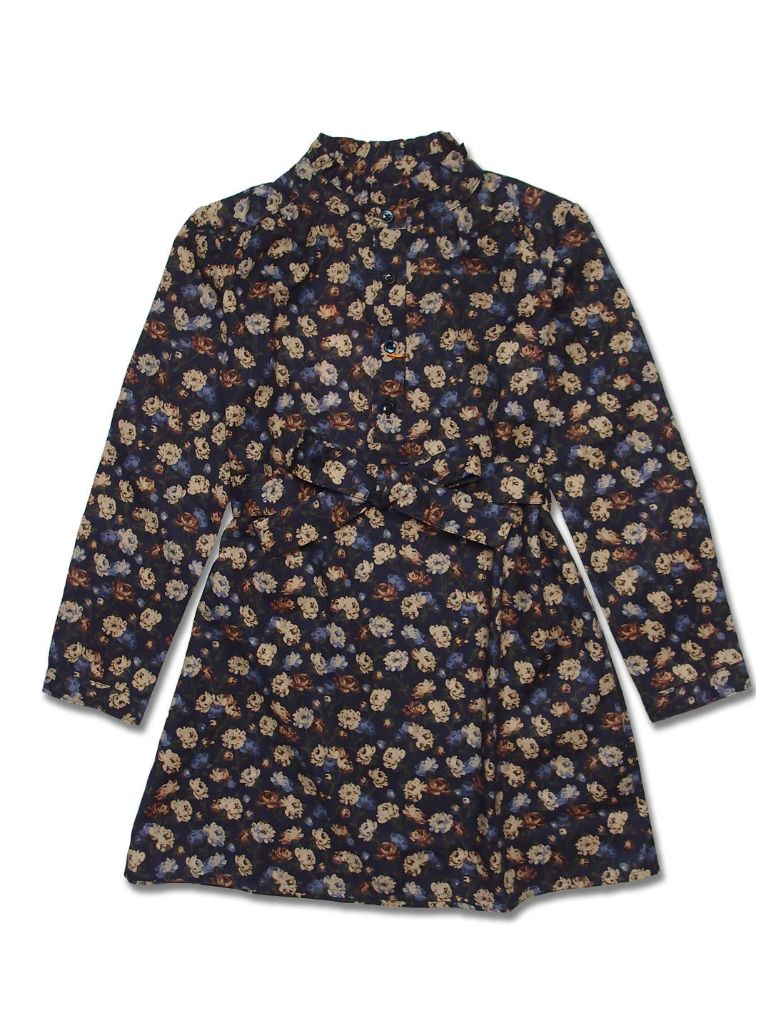 Girl LS Ruffle Half Placket Dress