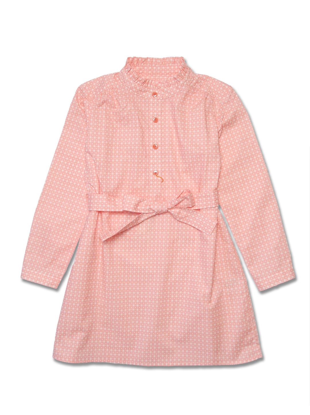 Girl LS Ruffle Half Placket Dress
