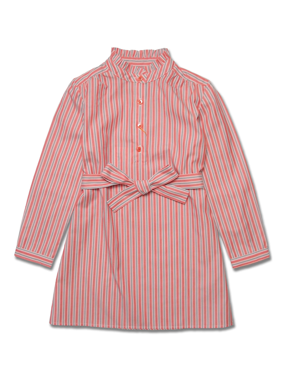 Girl LS Ruffle Half Placket Dress