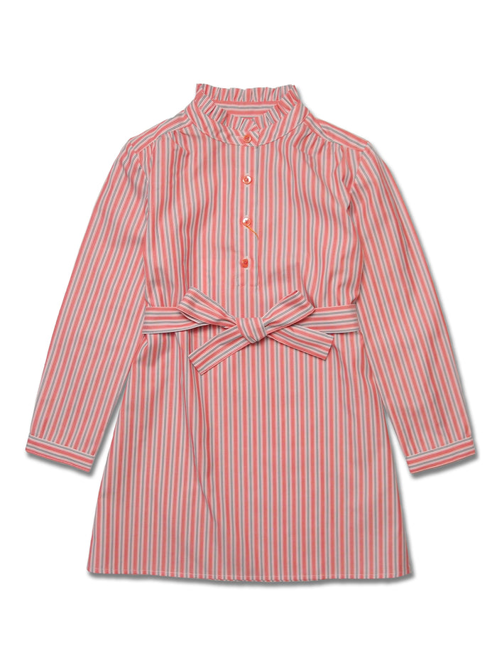 Girl LS Ruffle Half Placket Dress
