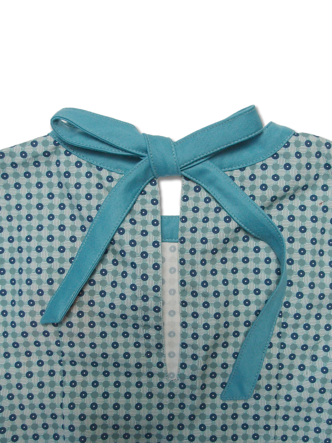 Girl's LS Dress with Contrast Neck Trim