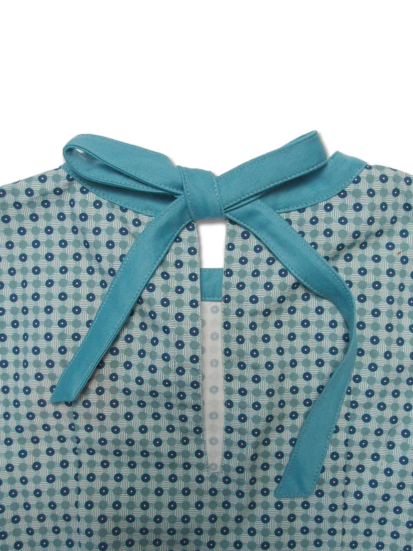 Girl's LS Dress with Contrast Neck Trim
