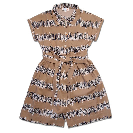 Girl SS Woven Shirt Dress with Belt - Big Graphic Print - My Little J