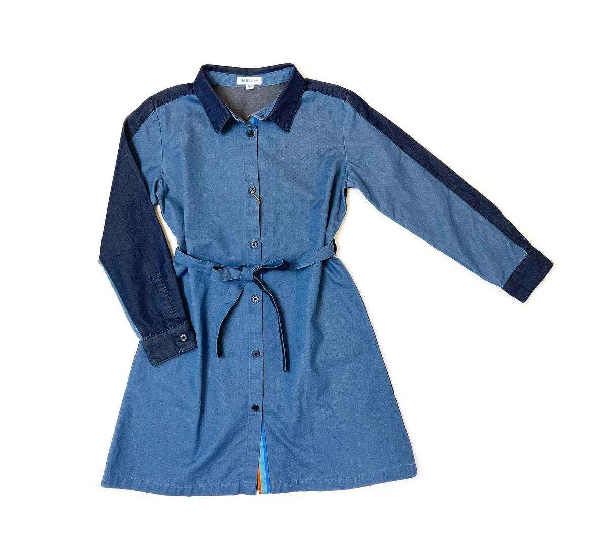 Girl's FW LS Indigo Contrast Color Shirt Dress