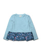 Girl LS Crew Top with Contrast Ruffle